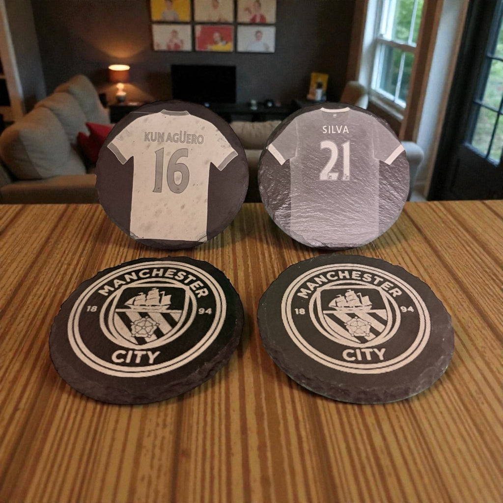 Limited Edition Slate Manchester City Drinks Coasters