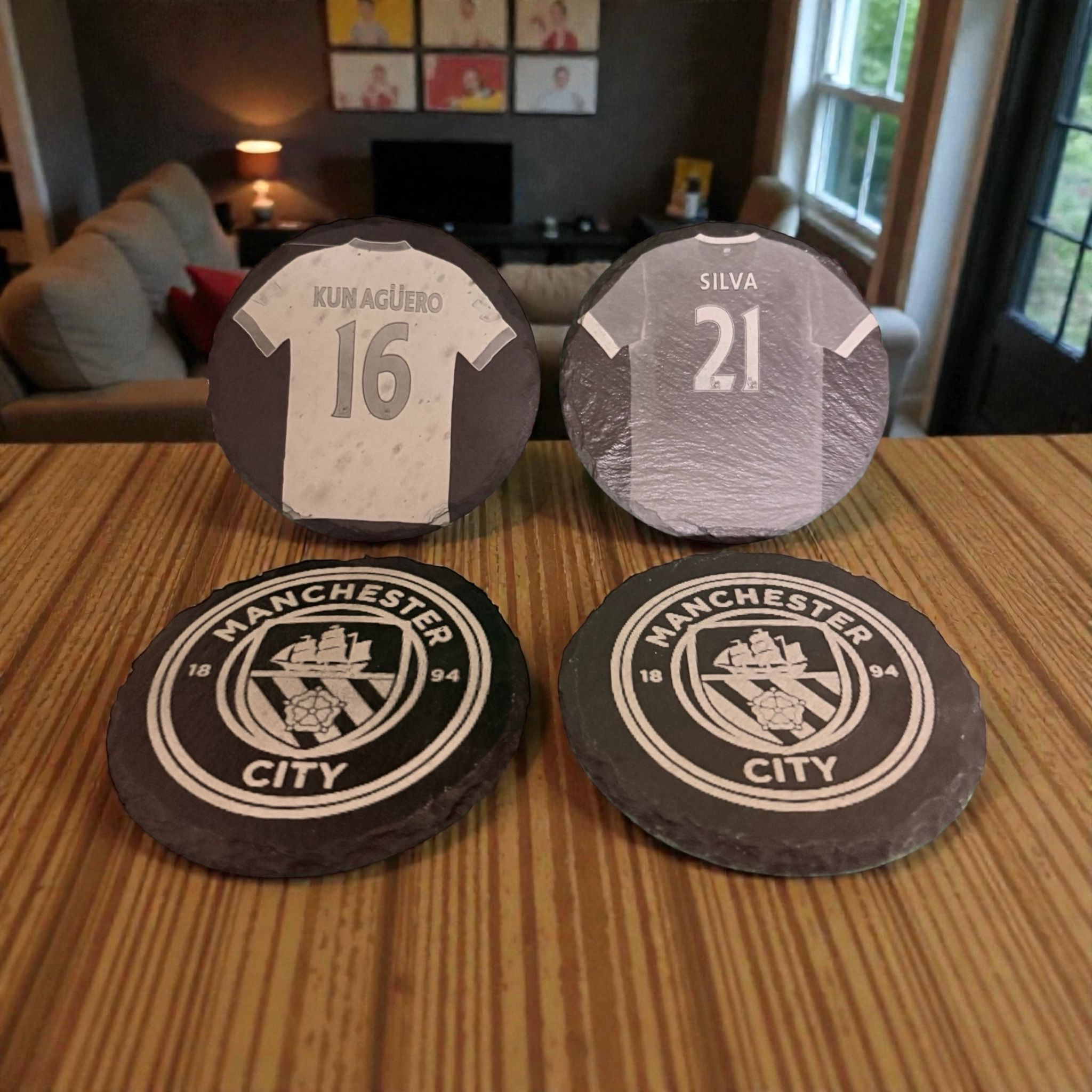 Limited Edition Slate Manchester City Drinks Coasters