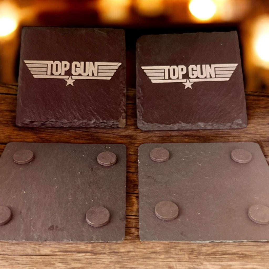 Limited Edition Top Gun Slate Coasters ( 4 pack) With Holder
